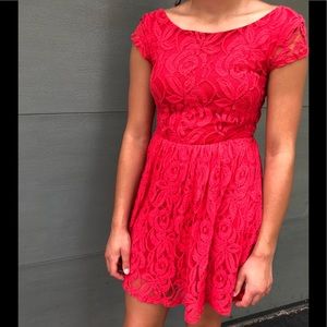 lace red dress